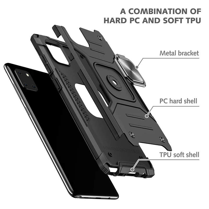 

Camera Protection Phone Case For Samsung Galaxy A81 M60S Note10 lite Armor Ring Stand Car Holder Cover Coque