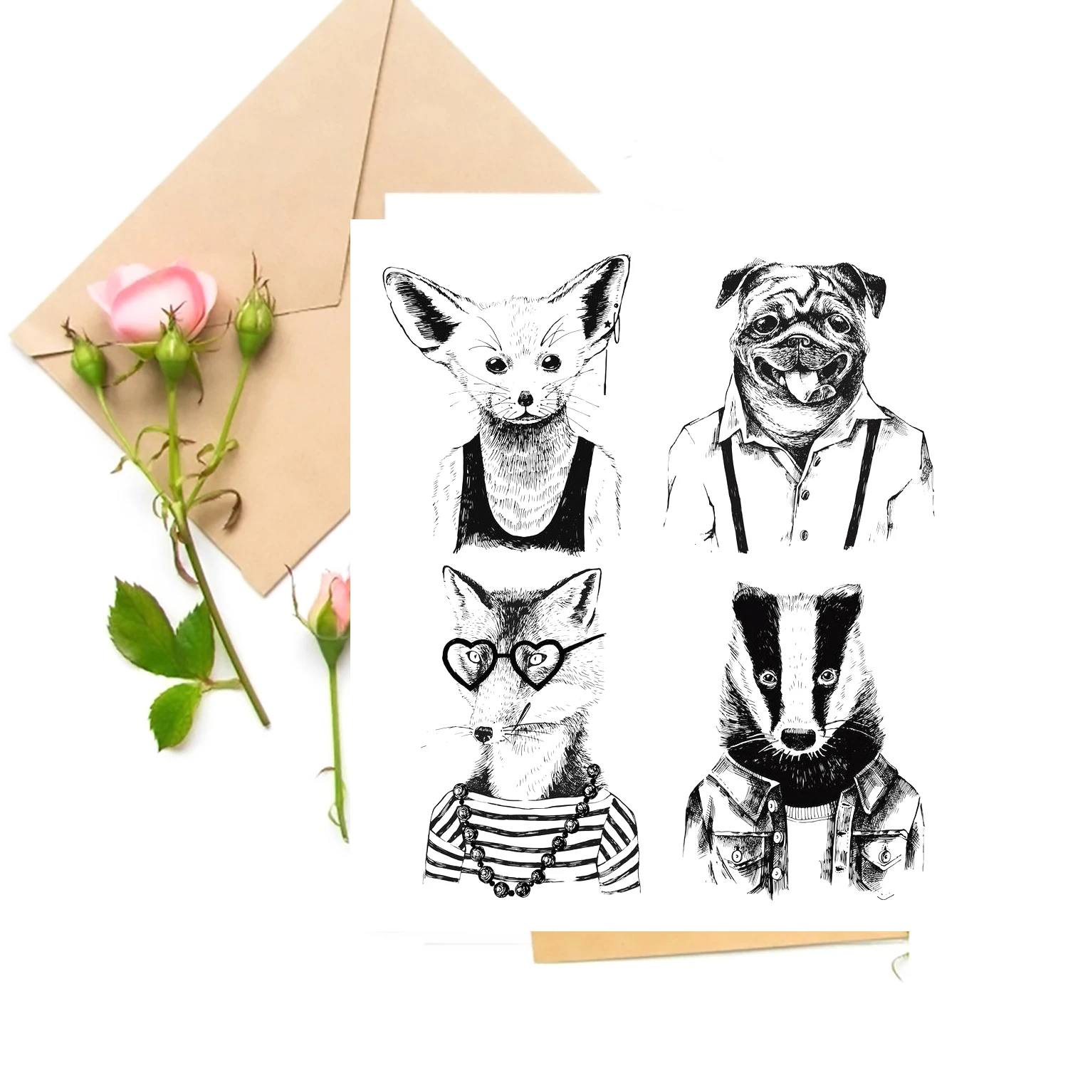 

Dog / Fox Clear Stamps For DIY Scrapbooking Card Making Silicone Stamps Fun Decoration Supplies