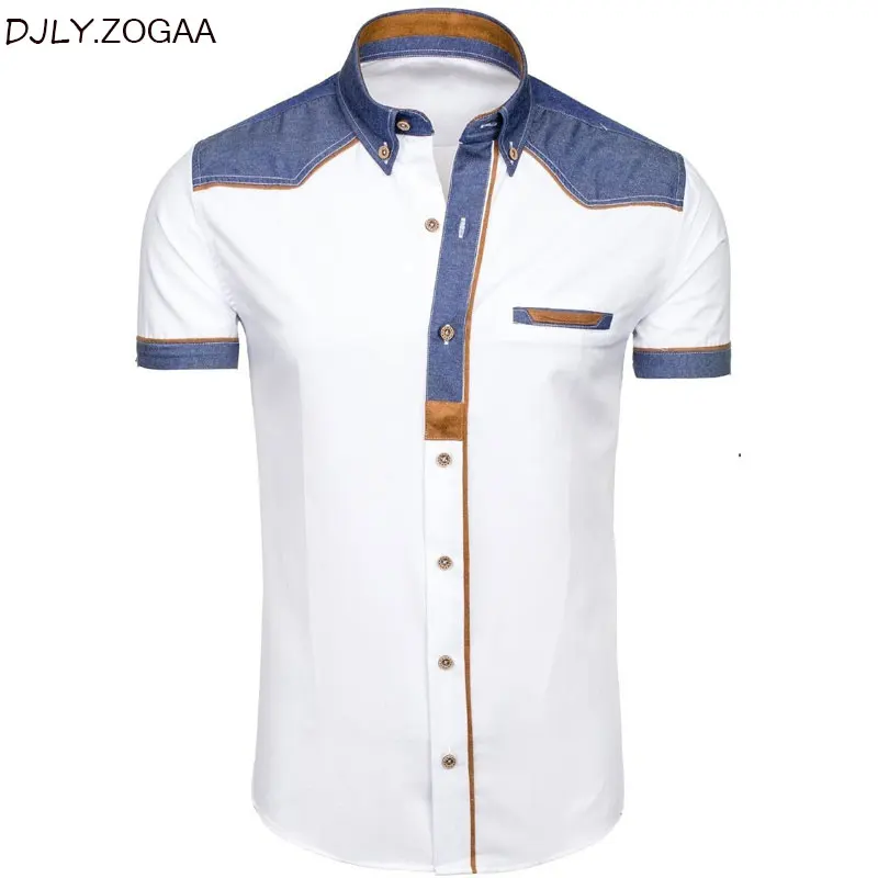 ZOGAA Men's Shirts Denim Short Sleeve Formal Shirts Man Casual Summer Clothing Tops Brand Slim Cotton Plus Size Male Shirts