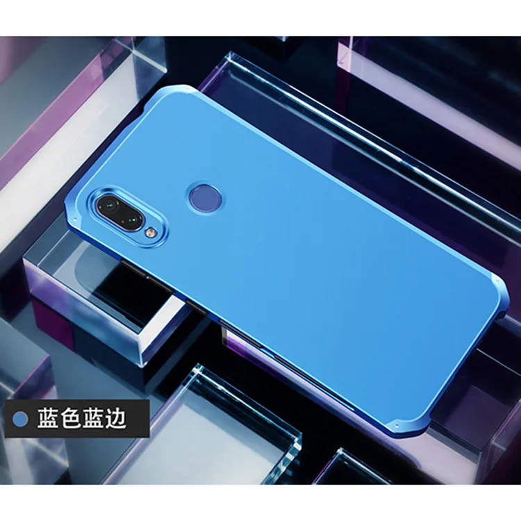 Blue Blue Side Текстурированная анти-осенняя Металлическая Рамка PC задняя для Redmi Note 7 Note7 Global алюминиевый сплав бампер чехол Note 7 Pro крышка с подарком - Цвет: Blue Blue Side