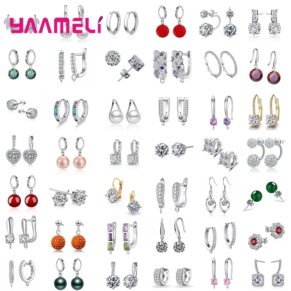 

Женские серьги из серебра 925 пробы, с фианитами, 4 пары