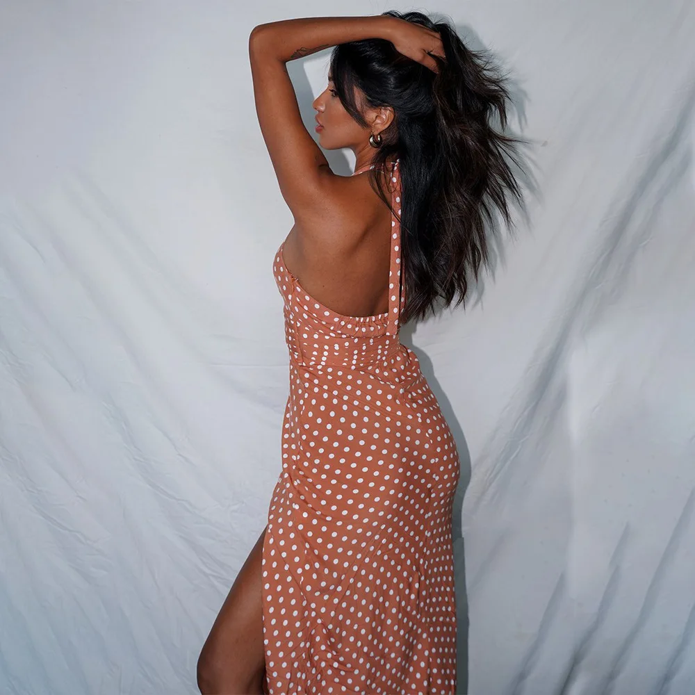 

3 Styles Vintage Straps Halter Sexy Backless Sleeveless Dress Summer Women Club Party Dresses Floral Beach Holiday Midi Dress