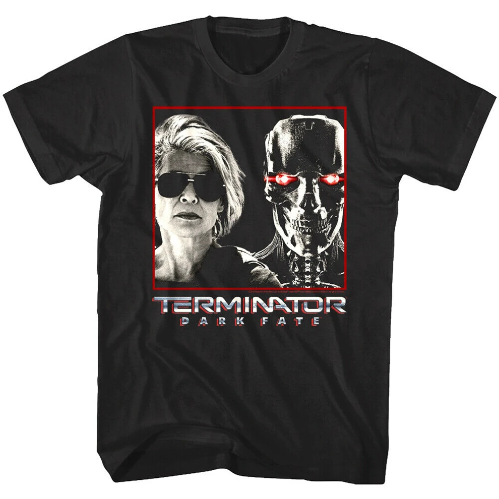Футболка Terminator Dark Fate Sarah Connor & Rev 9 Cyborg Мужская фильм Merch Robot модная футболка|Мужские