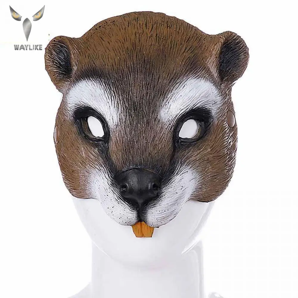 

WAYLIKE Half Face Pu Foam Cute Animal Squirrel Mask Stage Performance Props Party Props Party Props