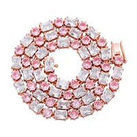 hip hop 6mm choker necklace iced out round and square cubic zirconia womens men necklace rock jewelry 2020