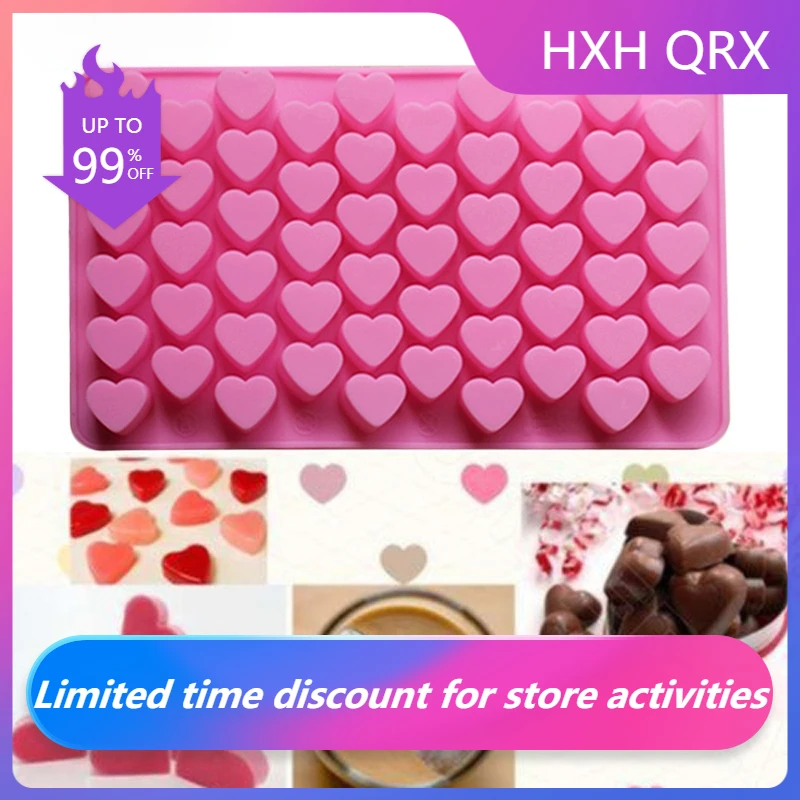 

55 Cavity Gummy Love-heart Chocolate Silicone Mold Fondant Tool Candy Eco-Friendly Tray Saint Valentine's Day supplies