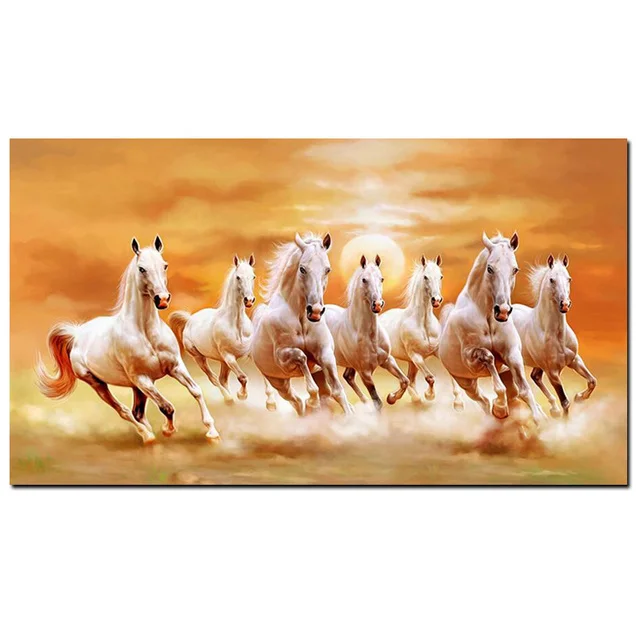 

Running Horses Full Square/round Drill 5D Diy Diamond Painting White Horse 3D Diamond Embroidery Cross Stitch Home Decor Gift