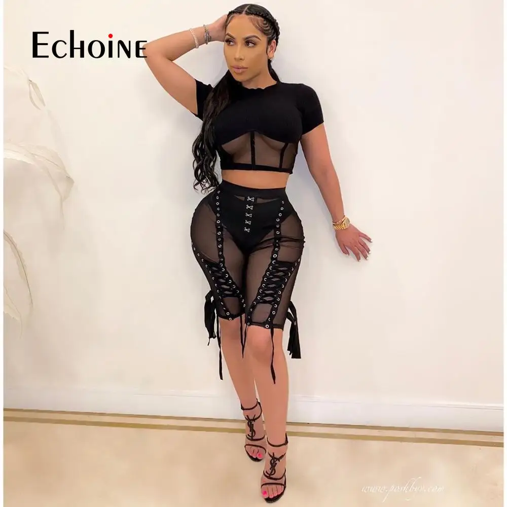 Echoine Для женщин сексуальный бандажный Высокая Талия пикантные прозрачные