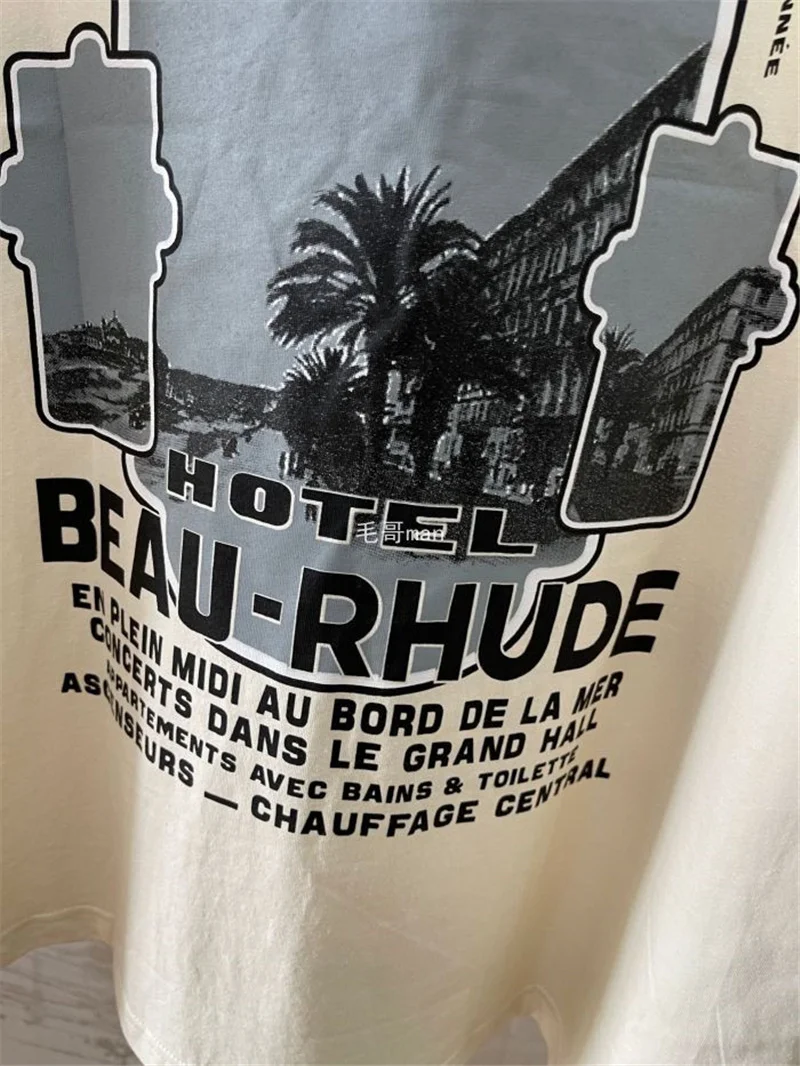 

Nice RHUDE T-shirt 2021 Men Women 1:1 High Quality Oversize Rhude Tee Vintage Tops Graghic Print Short Sleeve