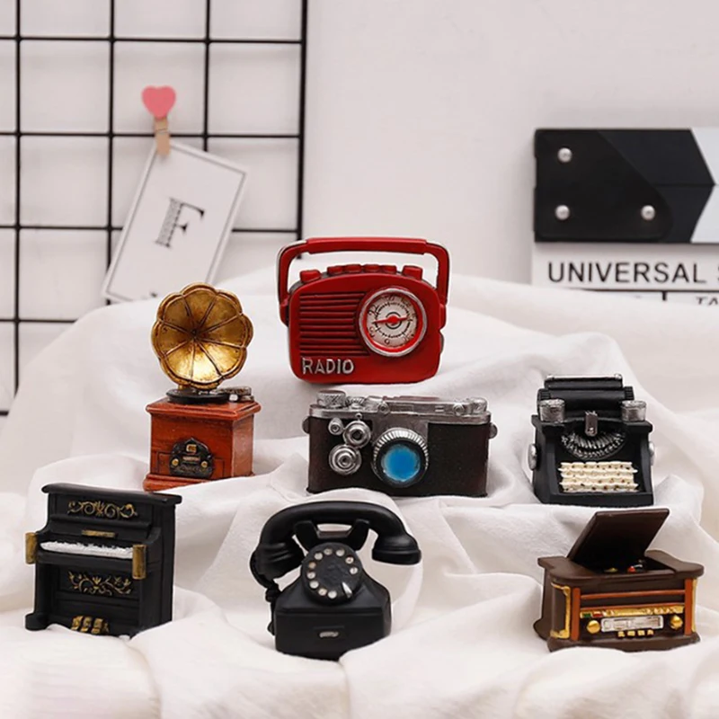 

Radio Phonograph Typewriter Figurine Miniature For Living Room Decoration