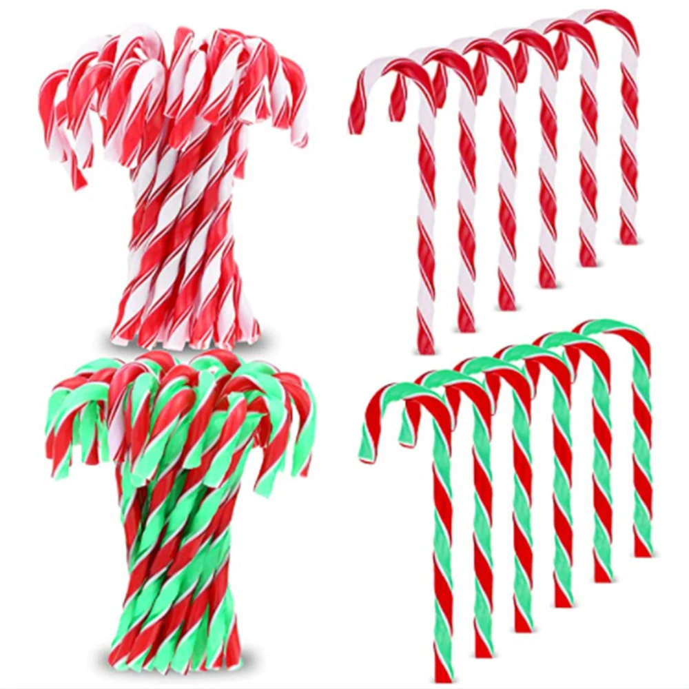 50Pcs 12cm Christmas candy cane twisted plastic candy Christmas tree decoration Christmas tree ornaments New Year gifts Navidad