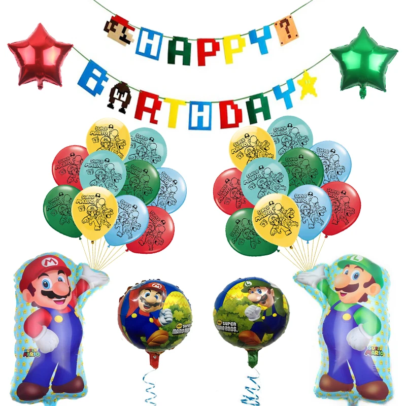 Новые воздушные шары Super Mario Bros, фильм, игра, мультфильм, шары, Луиджи, Марио, майлар, герой, тема, вечерние украшения на день рождения, детский подарок, игрушка для мальчика