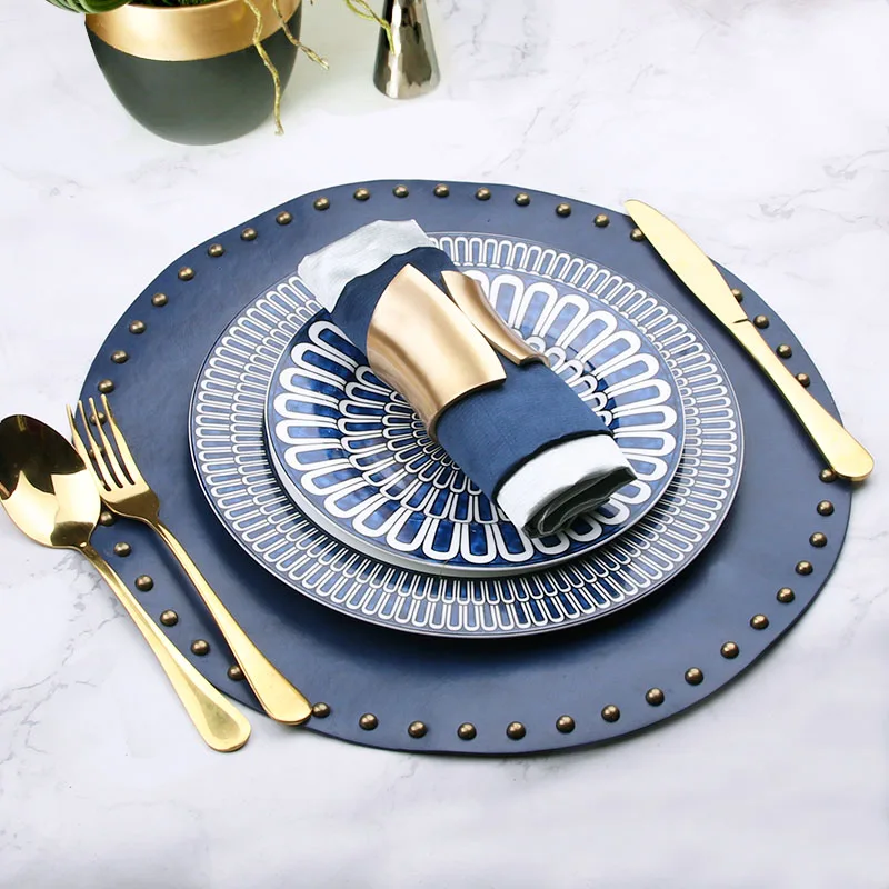 Китайские тарелки Синий Средиземноморский набор столовых приборов