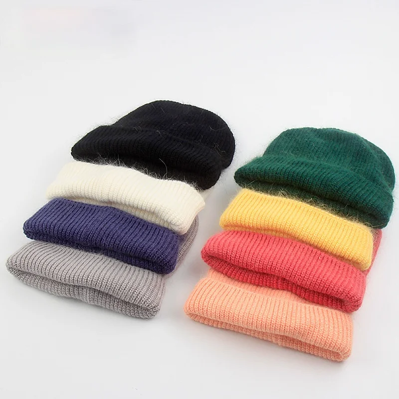 

шапка Autumn Winter Rabbit Fur Skullies Beanies Women Fashion Warm Winter Hats Adult Casual Solid Cover Head Rabbit Caps