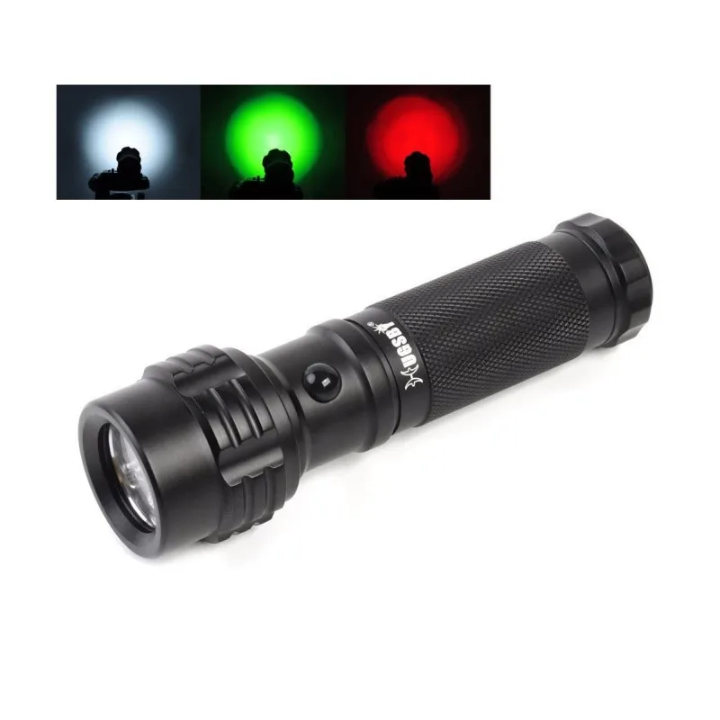 

11-LED Bright LED Flashlight 3AAA Batteries Powered Mini Pocket Lights White Green Red Tri-Color Flashlight 3-Mode Trichrome