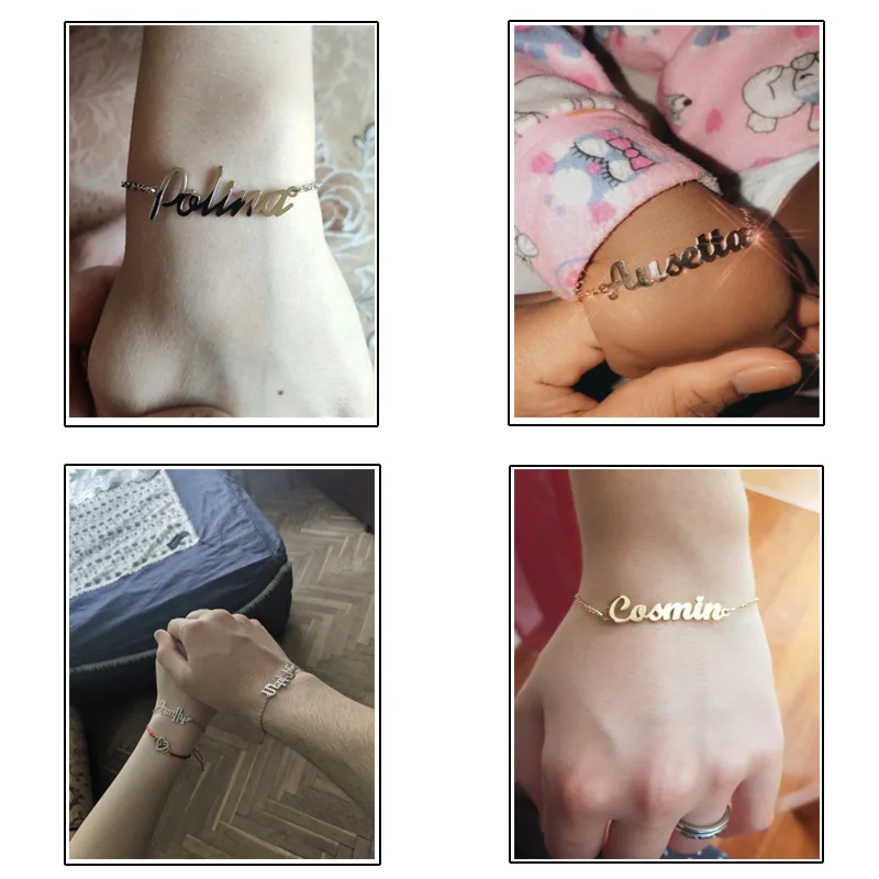 Custom Stainless Steel Personalized Baby Girl Boy Name Bracelet Handmade Letter Piercing Bangle Jewelry Birthday Gift | Украшения и