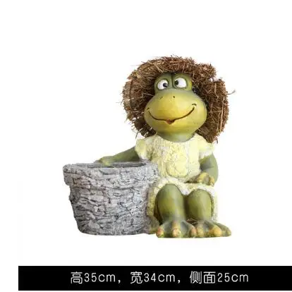 Статуя двор балкон ваза фигурки украшение для дома Mr Frog носить соломенную шляпу - Цвет: 4