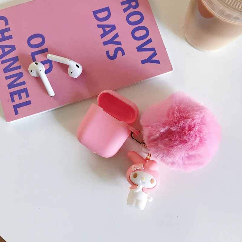 Мультфильм моя мелодия cinnamoroll Charlie коричневая собака плюшевый шар брелок силиконовый чехол для AirPods 1 2 Bluetooth наушники чехол coque