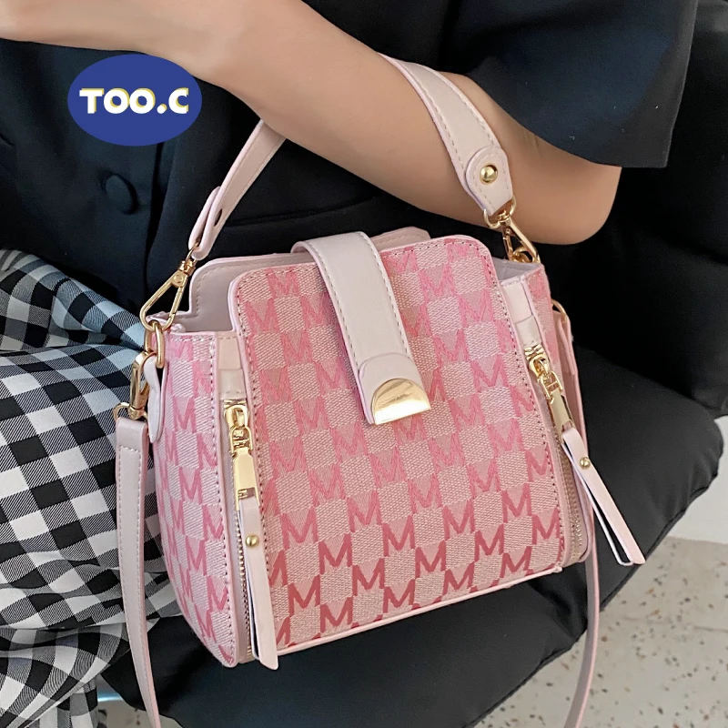 

Pink Bucket Bag Women 2021 New Women Fashion Printing Handbag Large Capacity Single Shoulder Messenger Bags Women Purse Handbags