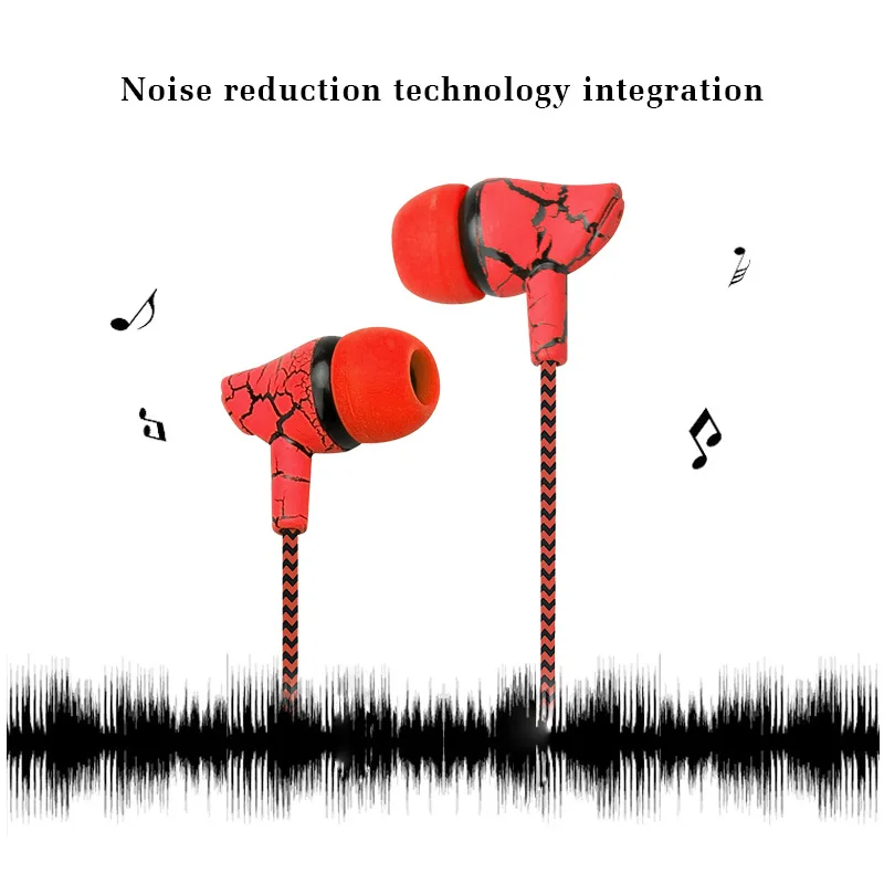 Горячая продажа 3 5 мм Джек трещина красочные наушники в ухо с микрофоном супер