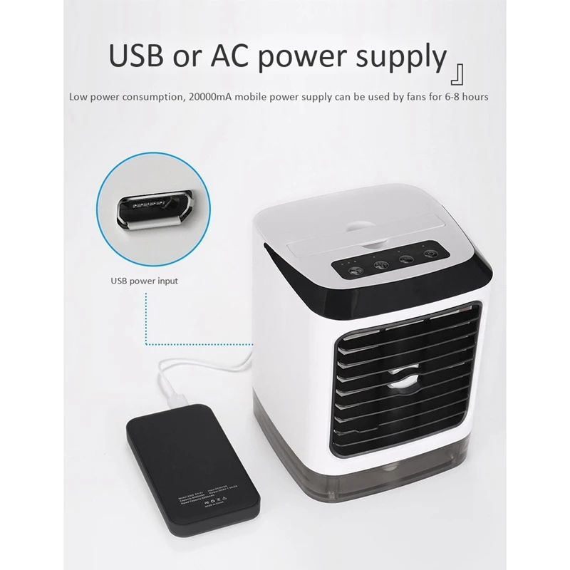 

Air Cooler Fan 7 Colors Light Desktop Air Cooling Fan Humidifier Mini USB Portable Air Conditioner for Office Bedroom
