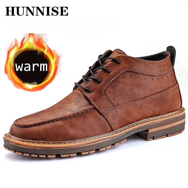 HUNNISE/повседневные мужские ботинки качественные мотоциклетные из искусственной
