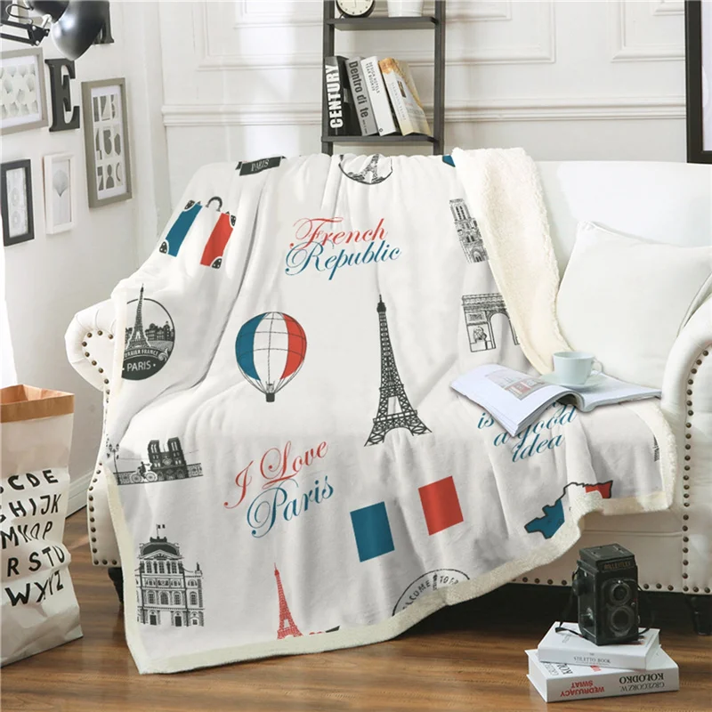 

Throw Blanket For Sofa Car Bed Cover Retro Paris Venice Africa Map Soft Warm Winter Sherpa Fleece Children Adult Plush Bedspread