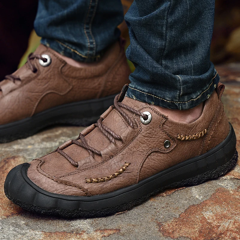 

2021 Fashion High Quality Genuine Leather Men Casual Comfortable Sneakers Men Breathable Flats Sneakers Footwear Sneakers