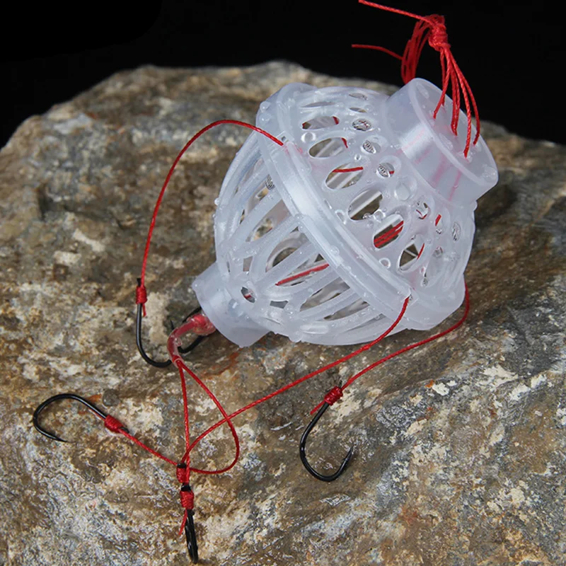 

1Pcs Fishing Hooks Explosion Baits Cage Sea Box Hook Monsters With Six Strong Carbon Steel Plastics Carp Spherical Tackle Tools