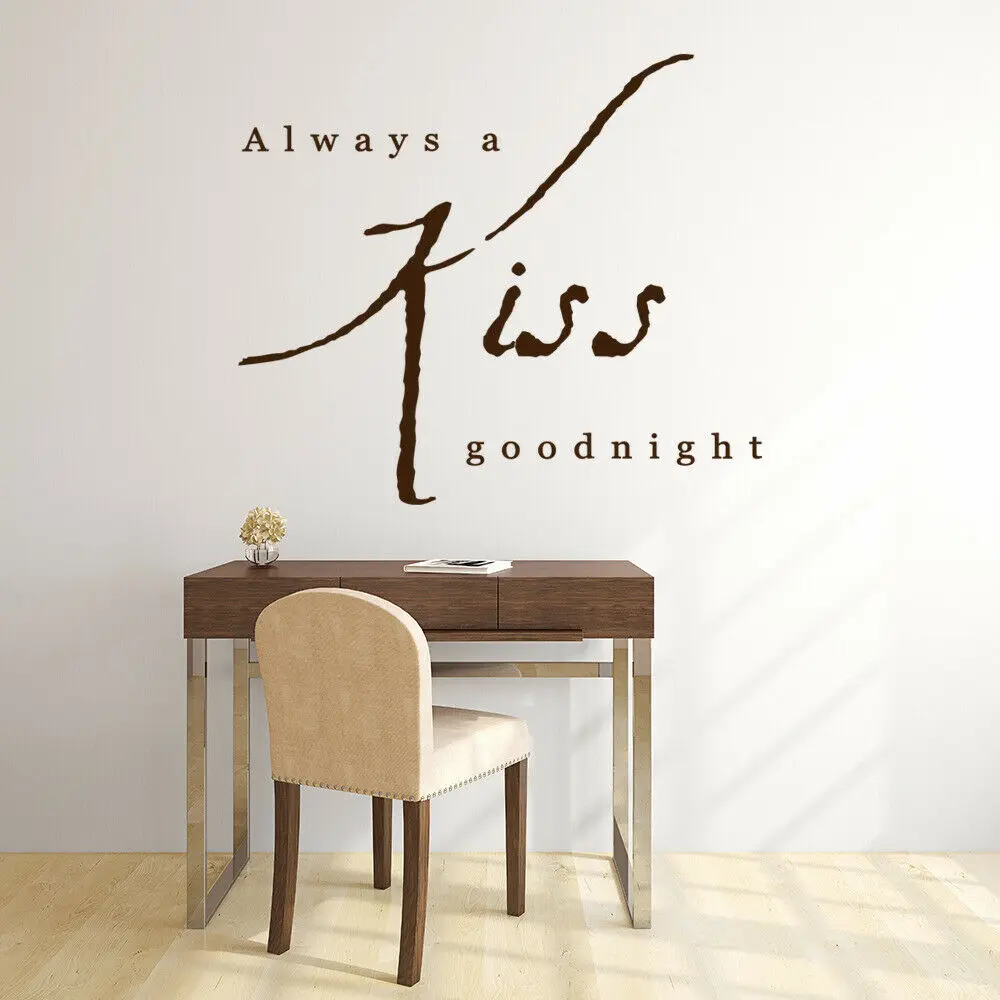 Love Quote Wall Decal Always A Kiss Good Night Art Lettering Window Vinyl Sticker Romantic Bedroom Creative Home Decoration Q020 | Дом и сад