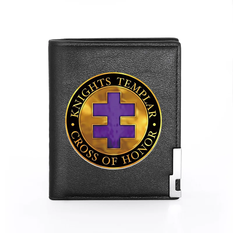 

Knights Templar Cross Of Honor Cover Men Women Leather Wallet Billfold Slim Credit Card/ID Holders Money Bag Short Purses