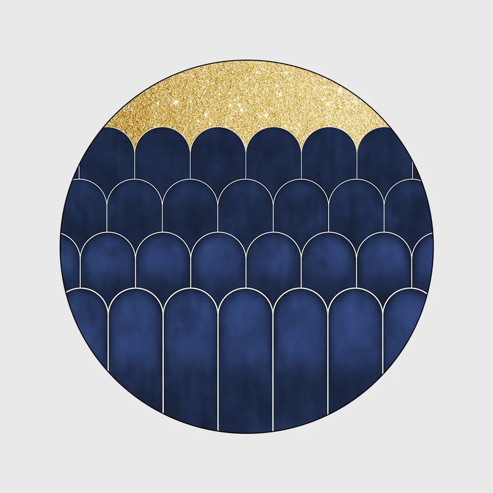 

Golden Desert Blue Cactus Bedroom Hanging Basket Chair Non-slip Round Floor Mat Living room plush carpet customize round doormat