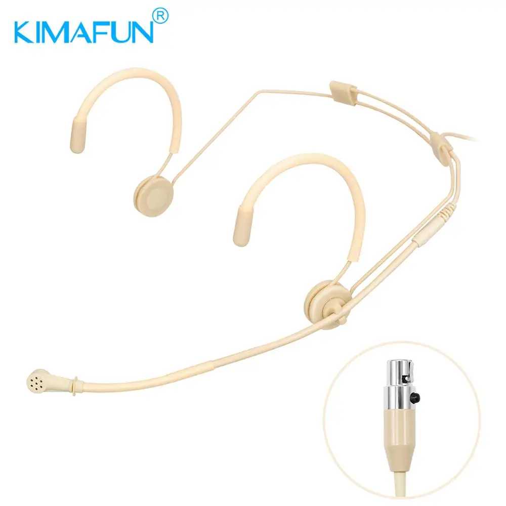 Fone de Ouvido com Fio Micr para Sennheiser Transmissor sem Fio Kimafun Mini Cabeça Usando Microfone Condensador Shure Akg Sistema Beltpack