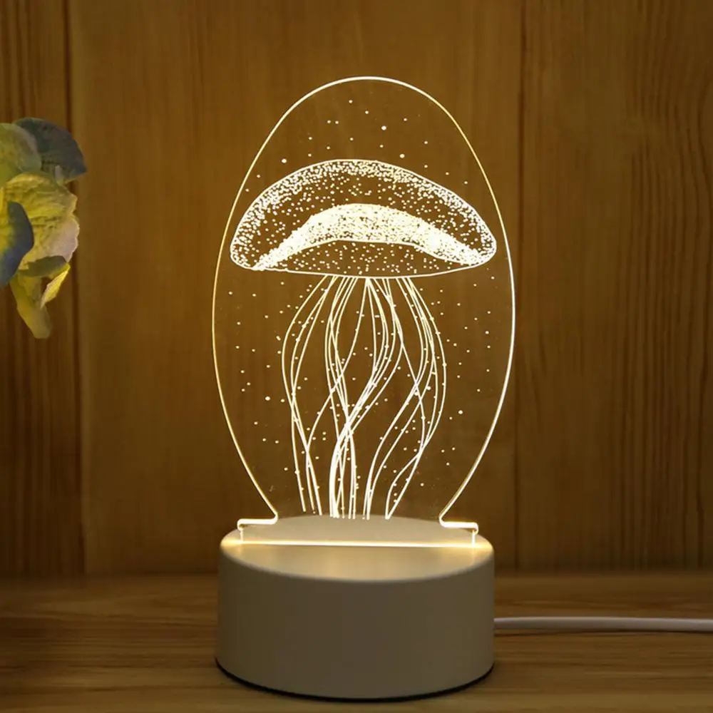 

Night Light 3D Christmas Xmas Gifts Atmosphere USB Charging LED Adorable Home Decor Art Kid Acrylic Table Decoration