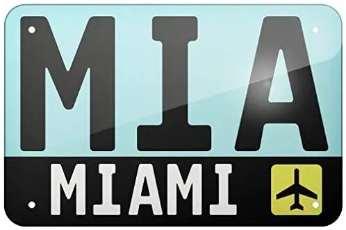 

Vincenicy Metal Sign Great Aluminum Tin Sign Airport Code Mia/Miami Country: United States Aluminum Sign 12" X 8"
