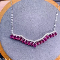 kjjeaxcmy fine jewelry 925 sterling silver natural garnet girl new popular pendant necklace chain support test chinese style