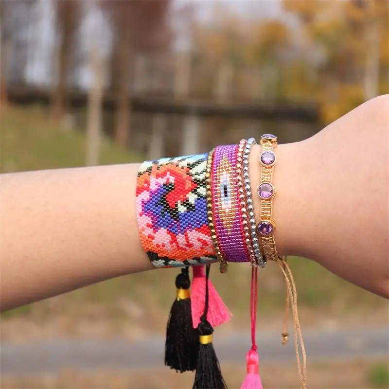 

ZHONGVI Fashion Miyuki Bracelet Women Jewellery Colorful Beaded Boho Jewelry 2021 Trendy Tassel Friendship Geometry Bracelets