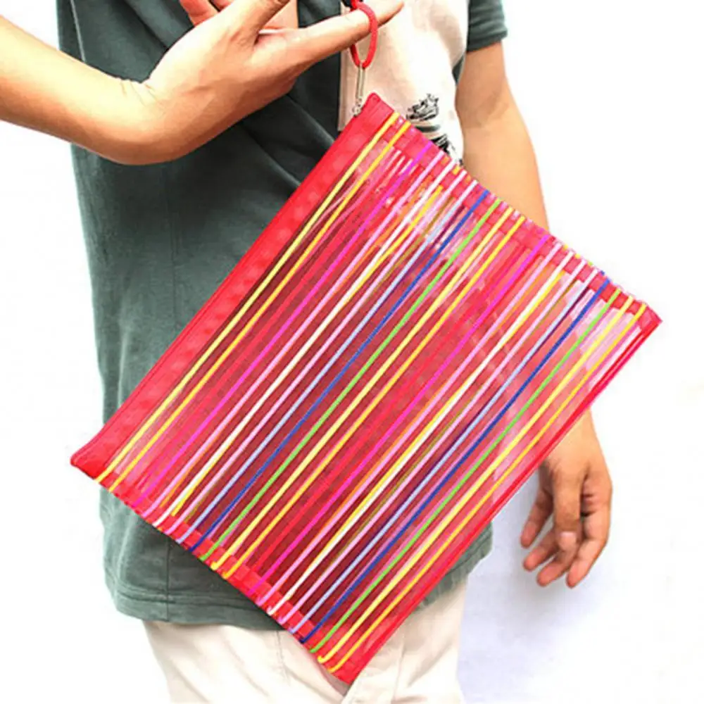 

Multifunctional A4 Rainbow Pen File Bag Nylon Breathable Mesh Pouch Briefcase