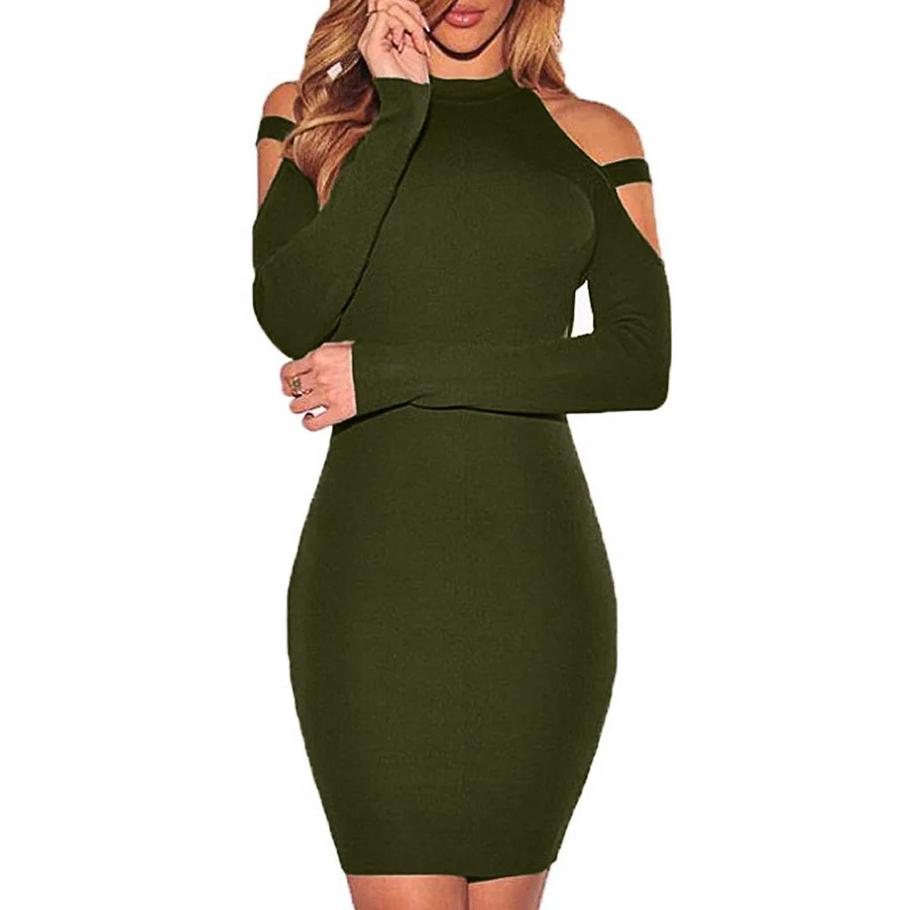 Новое поступление 2020 женское платье с О образным вырезом и длинными рукавами