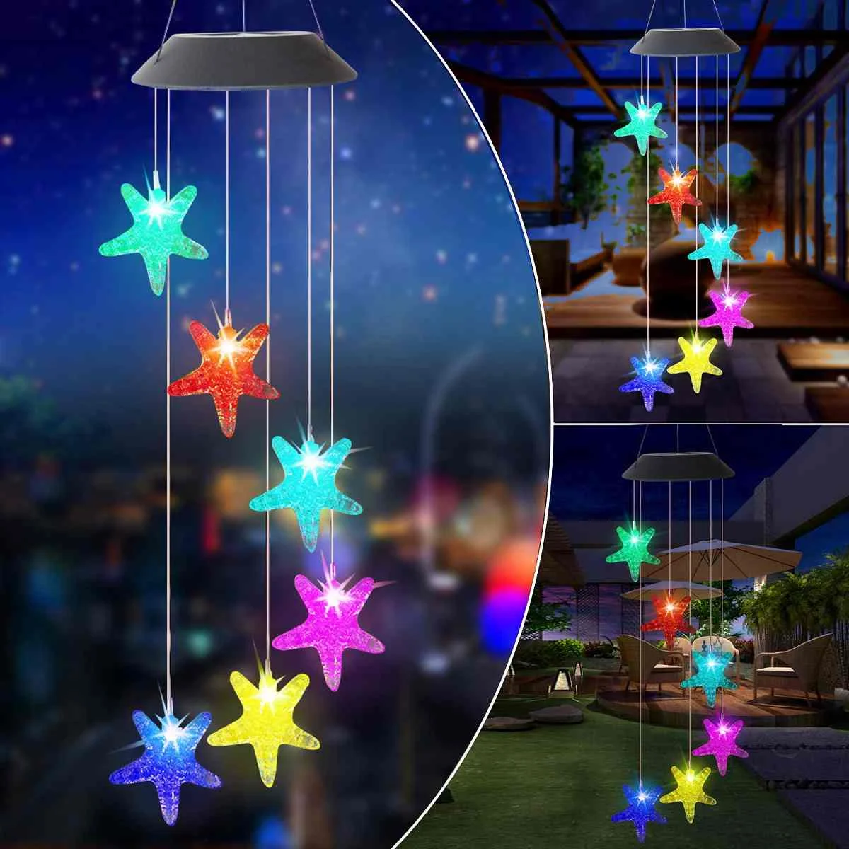 

Ветряные колокольчики на солнечной батарее, 3000 мАч, 6 светодиодов