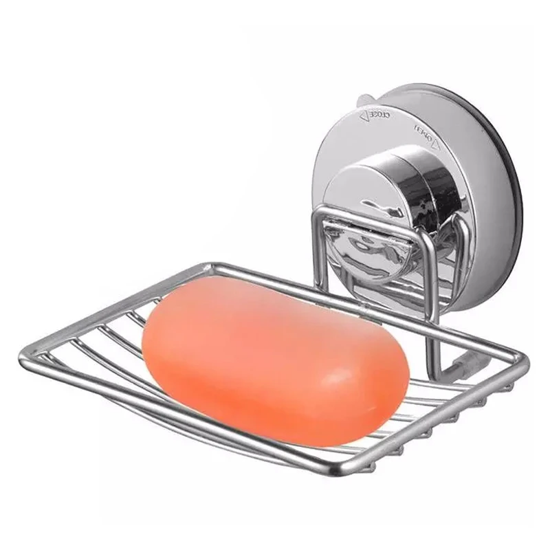 

1 Pcs Silver Bathroom Vacuum Suction Cup Soap Holder Cup Box Dish Soap Storage Saver Shower Tray Bathroom Accessories