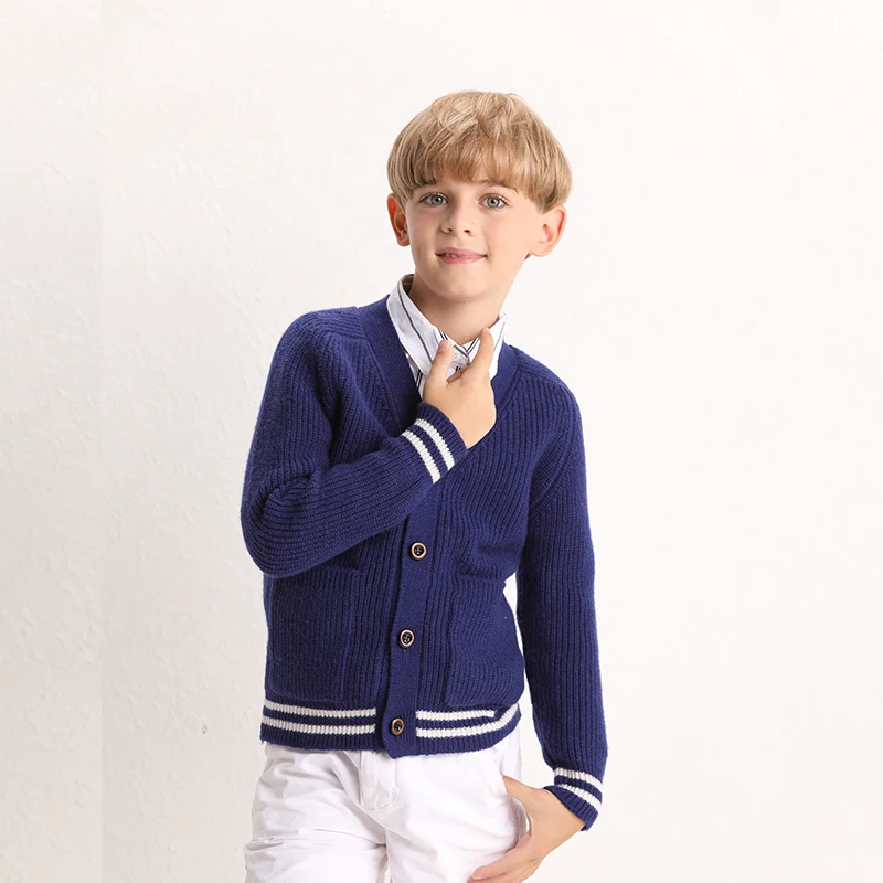 Кашемировый свитер для мальчиков и девочек новый с v-образным вырезом вышивкой на