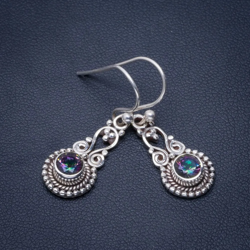 Природный Мистический топаз ручной работы уникальный 925 пробы серебряные серьги