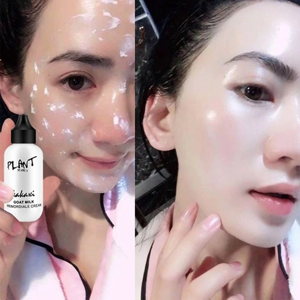 

50ML Goat Milk Lazy Face Foundation Cream Revitalizing Full Coverage Waterproof Makeup Base Brighten Cover Dark Circles