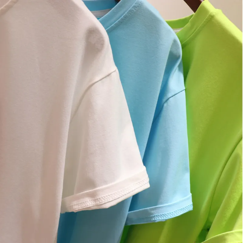 

Summer Women Quality Cotton Casual T Shirt Short Sleeve Ultra Soft Crewneck Heart Printed Basic Tee Top Large Size