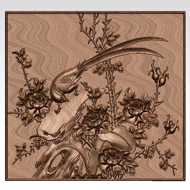 flower and bird 3D model relief for cnc router printer artcam aspire in STL file format - chinese home decor | Инструменты