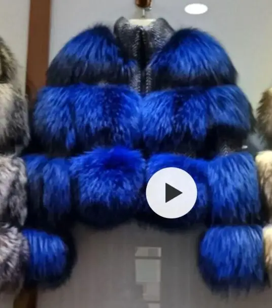 navy blue winter jacket women parka real fur coat natural raccoon fur collar woolen coat bomber jacket korean streetwear new - Цвет: navy blue