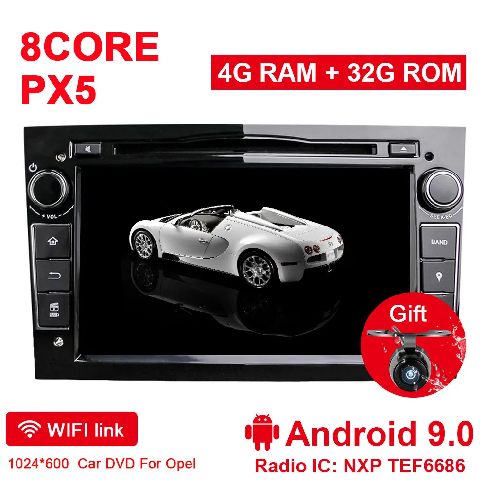 Eunavi HD 1024*600 Восьмиядерный 2 Din Android 9,0 автомобильный dvd-плеер для Opel Corsa Vectra CD Meriva Vivaro Tigra Signum радио gps Navi - Цвет: Black 8 CORE