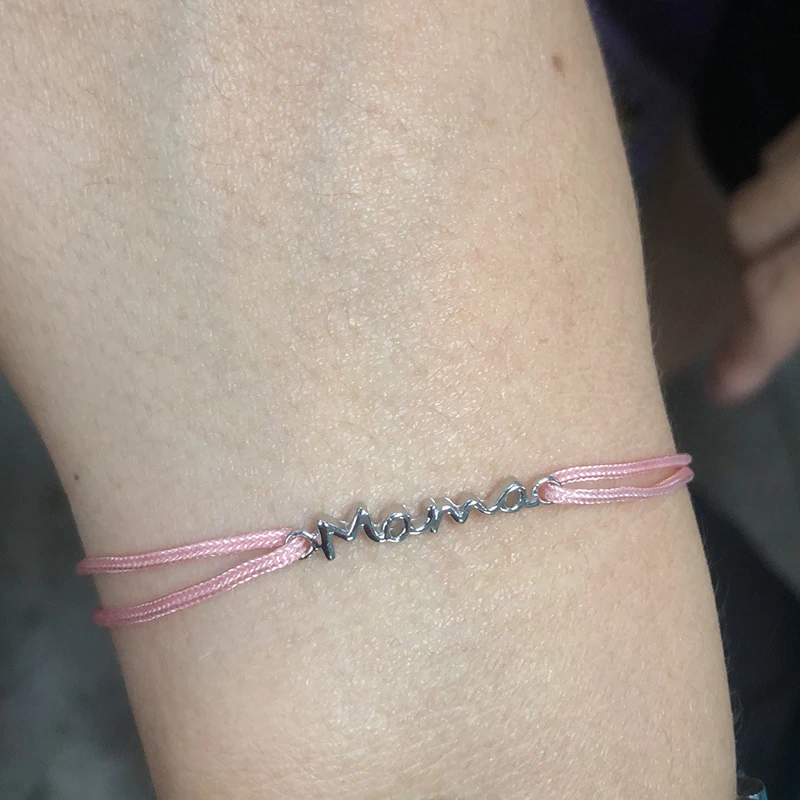 100% Настоящее серебро 925 пробы название подвеска с надписью мама браслет веревка