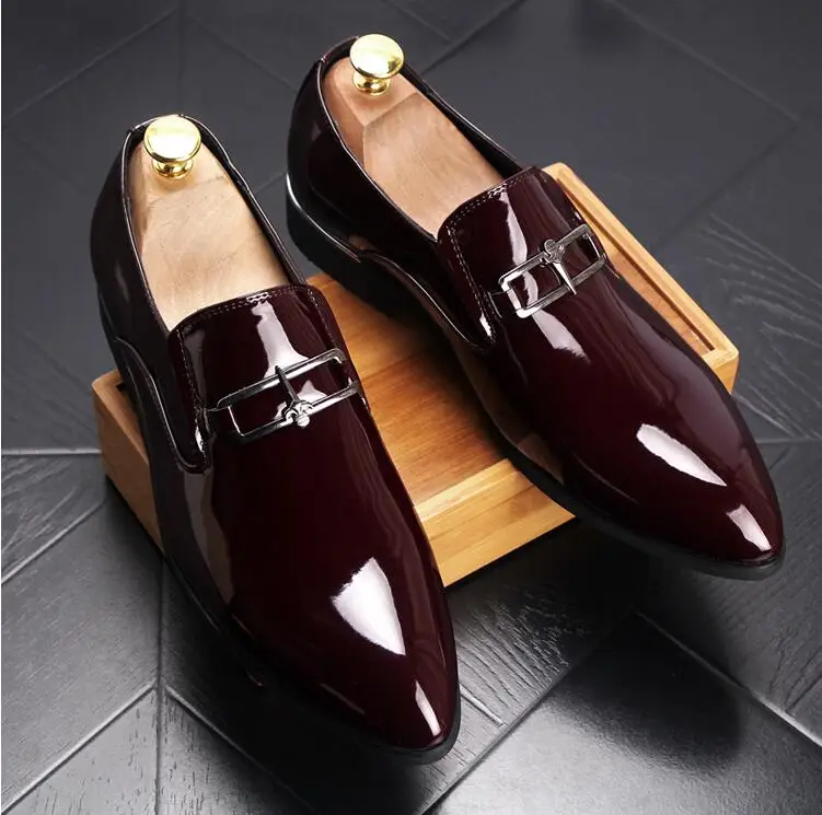 Мужские модельные туфли из лакированной кожи увеличивающие рост Мужская